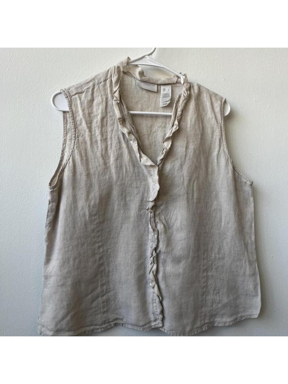 Liz Claiborne size large 100% linen ruffle tank